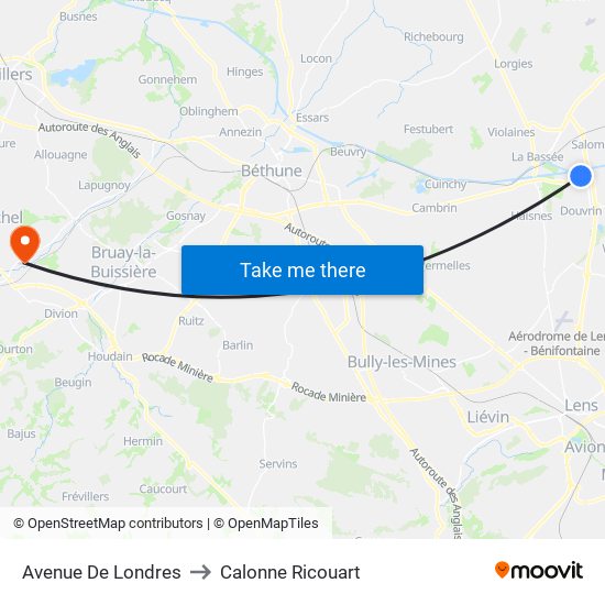 Avenue De Londres to Calonne Ricouart map