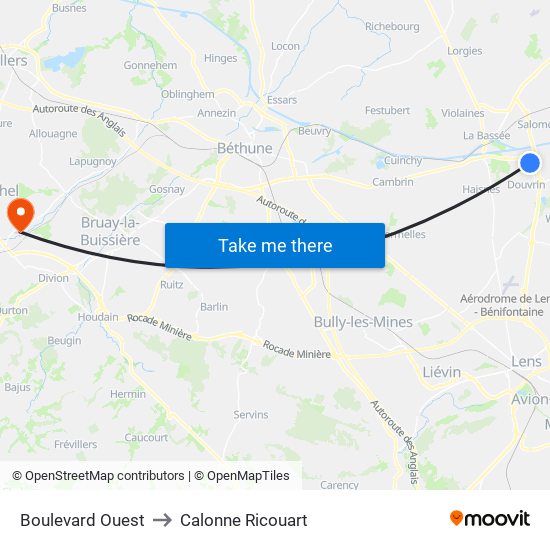 Boulevard Ouest to Calonne Ricouart map