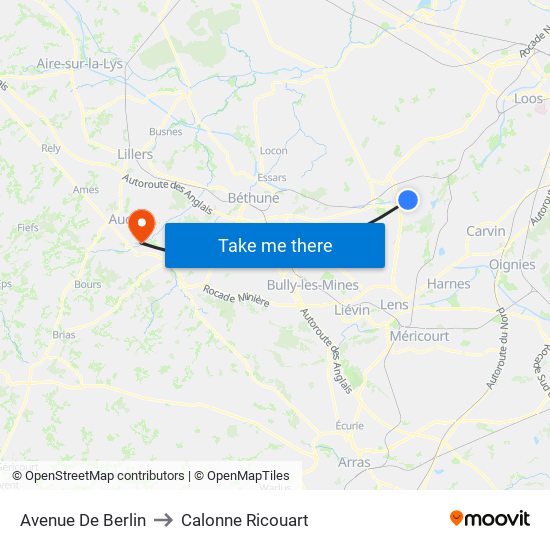 Avenue De Berlin to Calonne Ricouart map