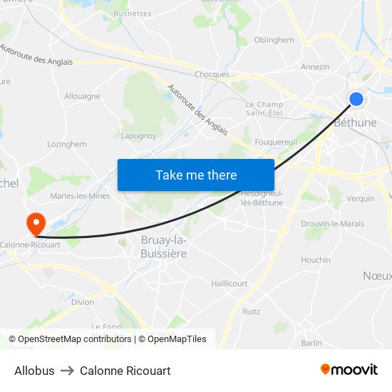 Allobus to Calonne Ricouart map