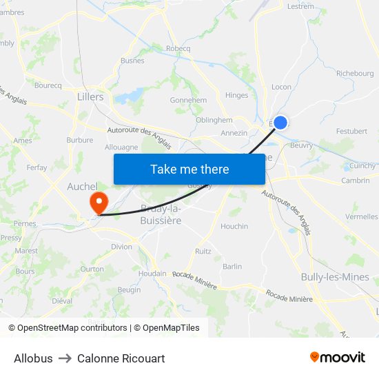 Allobus to Calonne Ricouart map