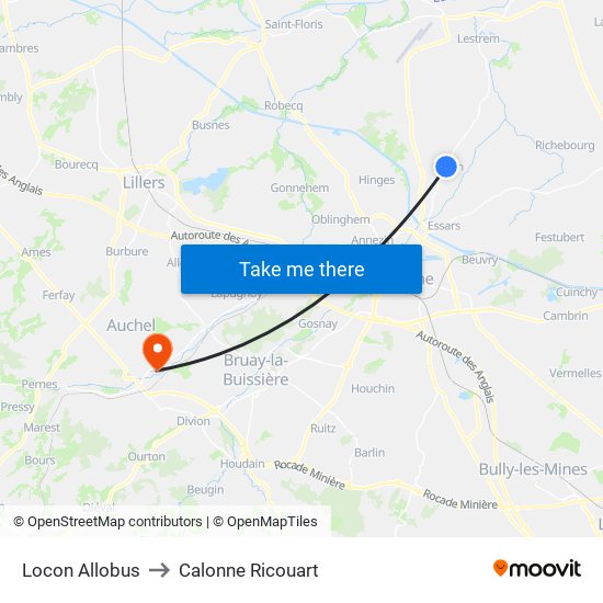 Locon Allobus to Calonne Ricouart map