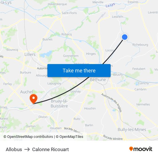 Allobus to Calonne Ricouart map