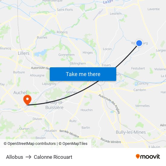 Allobus to Calonne Ricouart map