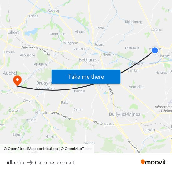 Allobus to Calonne Ricouart map