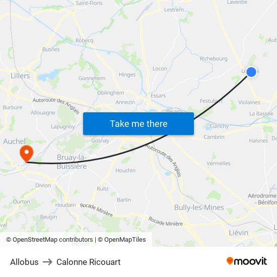 Allobus to Calonne Ricouart map
