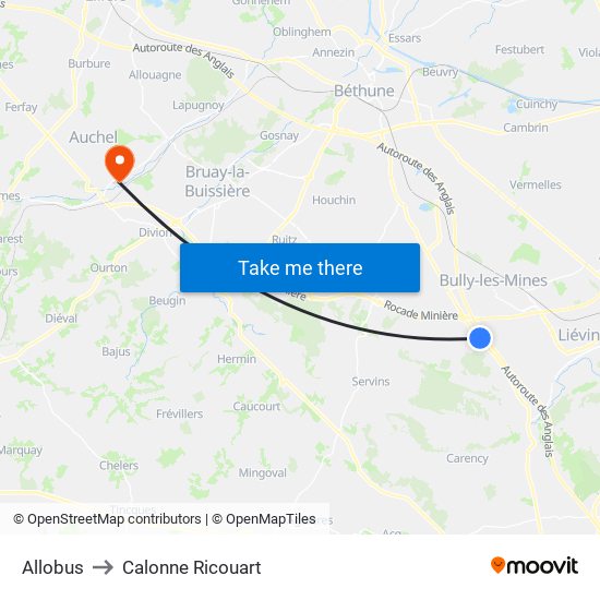 Allobus to Calonne Ricouart map