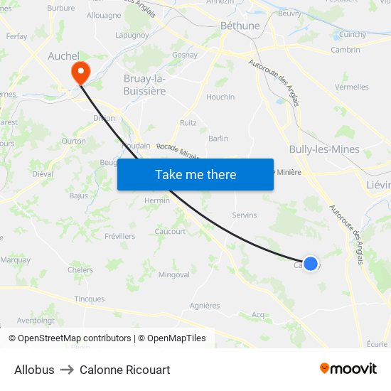Allobus to Calonne Ricouart map