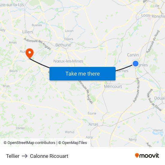 Tellier to Calonne Ricouart map