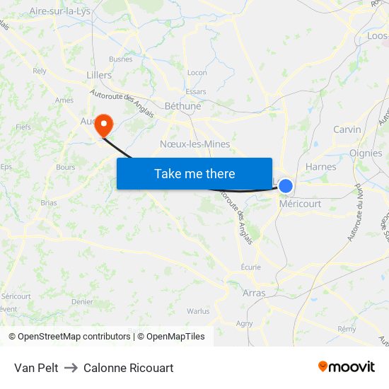 Van Pelt to Calonne Ricouart map