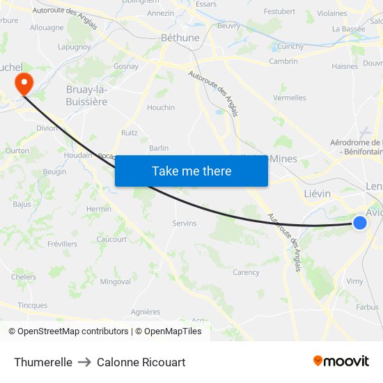 Thumerelle to Calonne Ricouart map