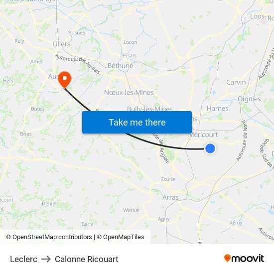 Leclerc to Calonne Ricouart map