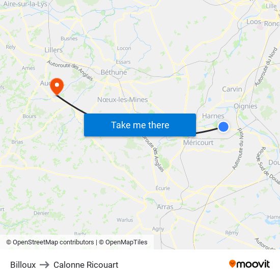 Billoux to Calonne Ricouart map