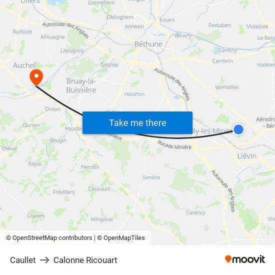 Caullet to Calonne Ricouart map