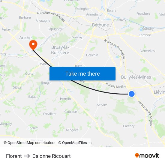 Florent to Calonne Ricouart map