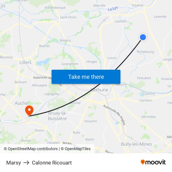 Marsy to Calonne Ricouart map