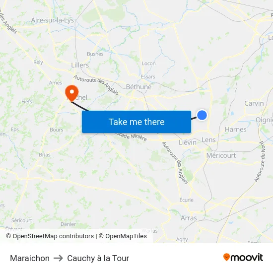 Maraichon to Cauchy à la Tour map