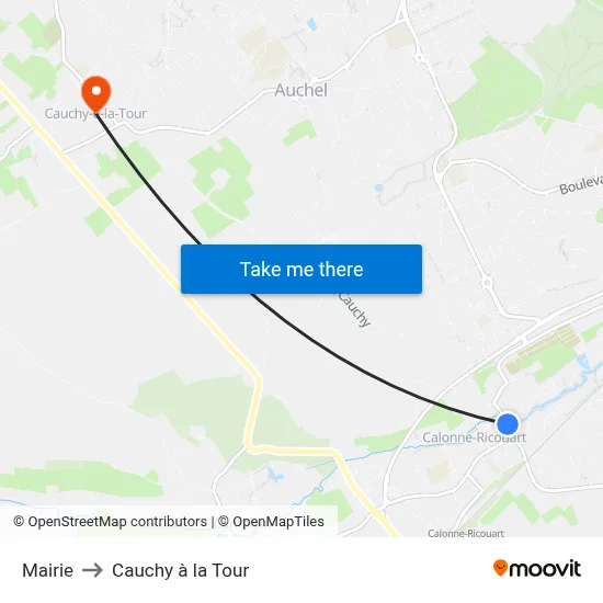 Mairie to Cauchy à la Tour map