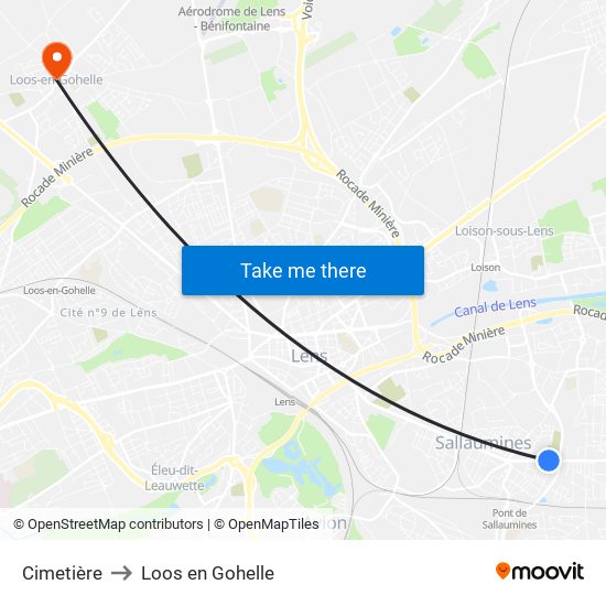 Cimetière to Loos en Gohelle map