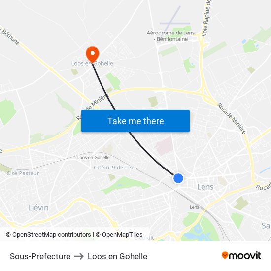 Sous-Prefecture to Loos en Gohelle map