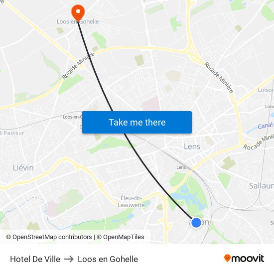 Hotel De Ville to Loos en Gohelle map