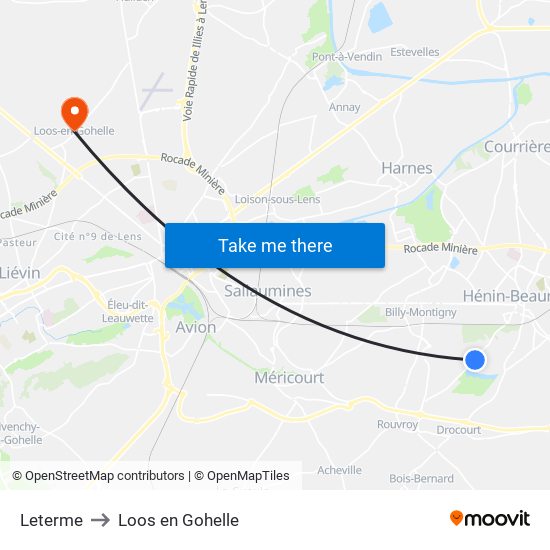 Leterme to Loos en Gohelle map