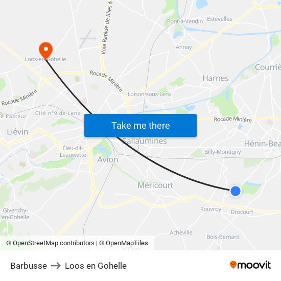 Barbusse to Loos en Gohelle map