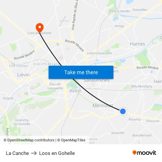 La Canche to Loos en Gohelle map