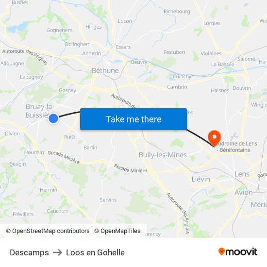 Descamps to Loos en Gohelle map