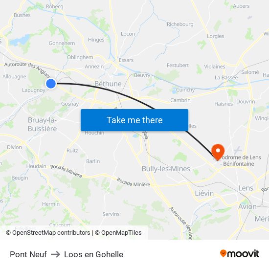 Pont Neuf to Loos en Gohelle map