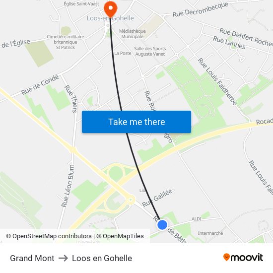 Grand Mont to Loos en Gohelle map