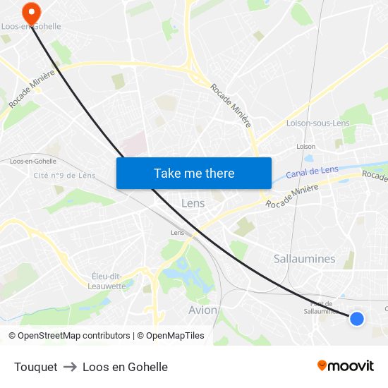 Touquet to Loos en Gohelle map