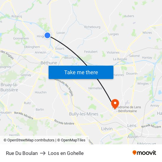 Rue Du Boulan to Loos en Gohelle map