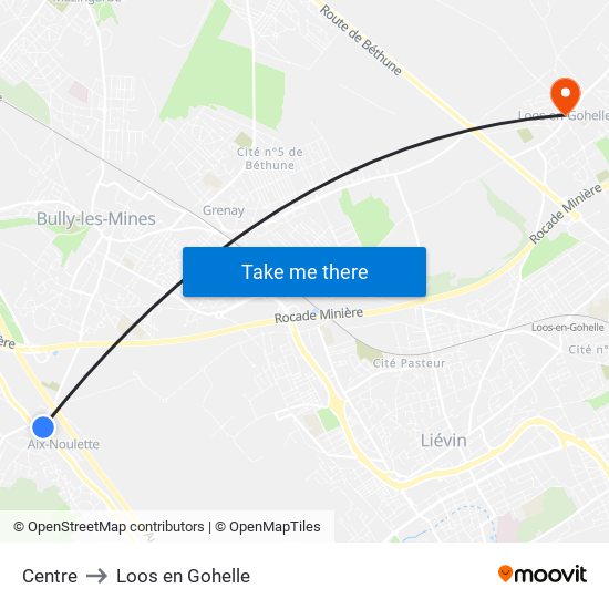 Centre to Loos en Gohelle map