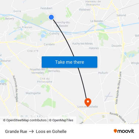 Grande Rue to Loos en Gohelle map