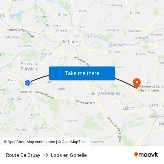 Route De Bruay to Loos en Gohelle map