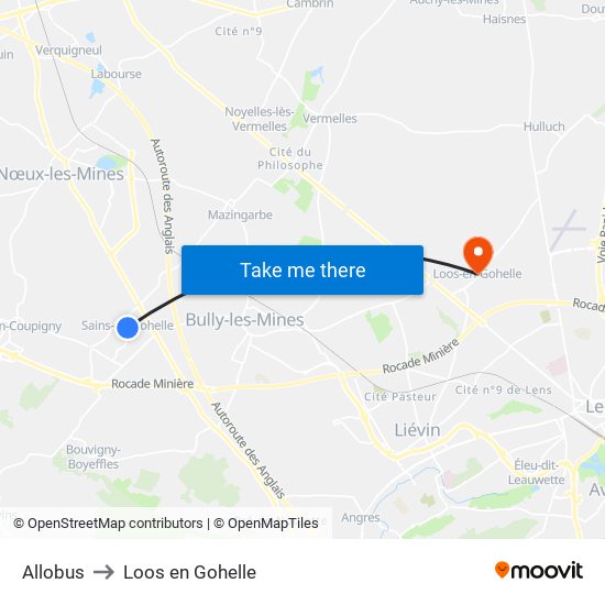 Allobus to Loos en Gohelle map