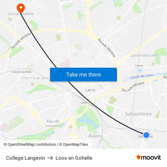 College Langevin to Loos en Gohelle map