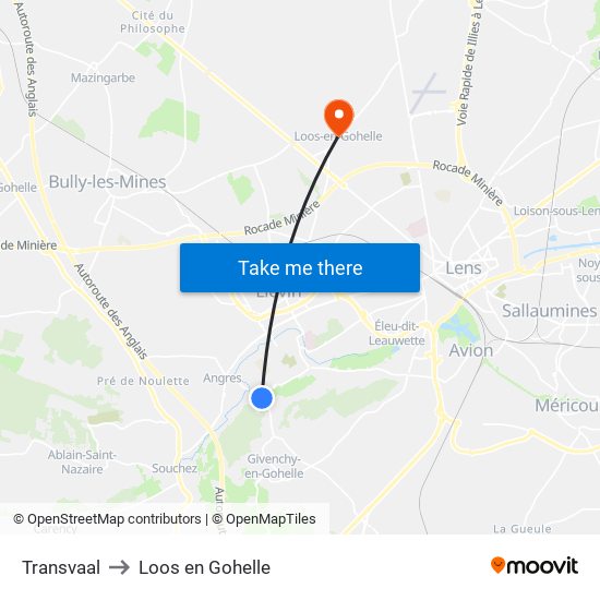 Transvaal to Loos en Gohelle map