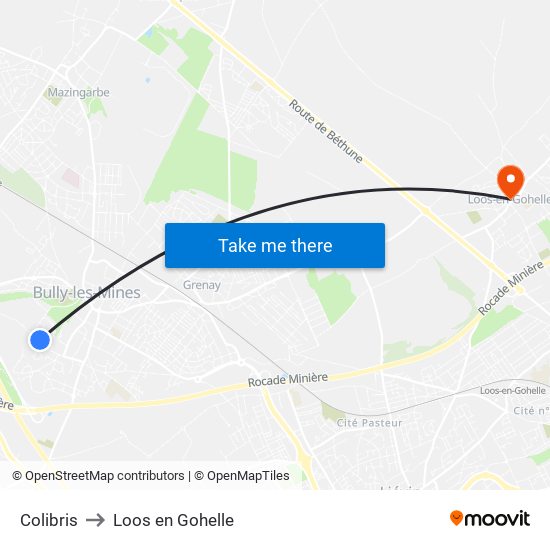 Colibris to Loos en Gohelle map