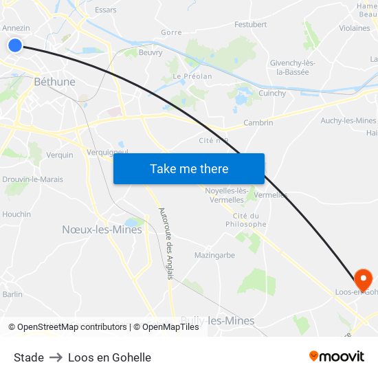 Stade to Loos en Gohelle map