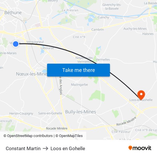 Constant Martin to Loos en Gohelle map