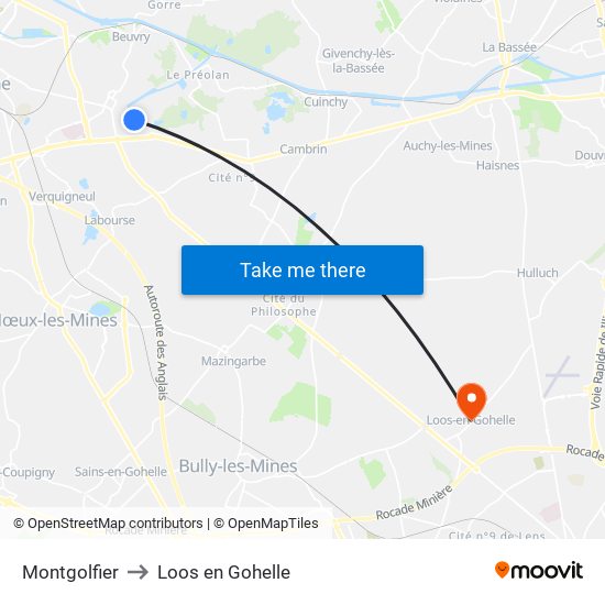 Montgolfier to Loos en Gohelle map