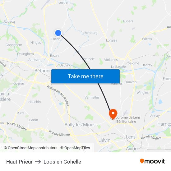Haut Prieur to Loos en Gohelle map