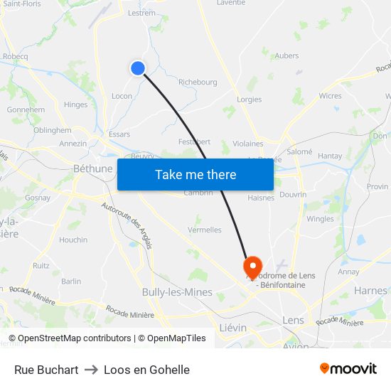 Rue Buchart to Loos en Gohelle map