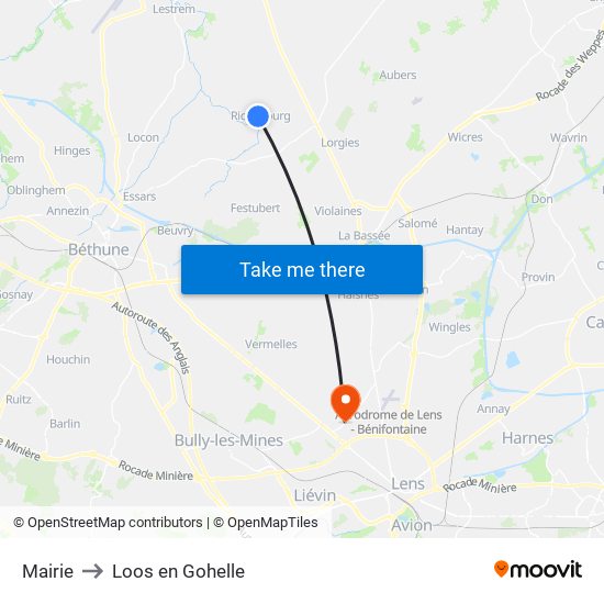 Mairie to Loos en Gohelle map