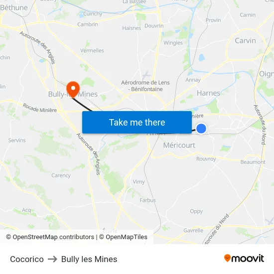 Cocorico to Bully les Mines map
