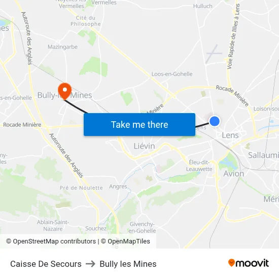 Caisse De Secours to Bully les Mines map