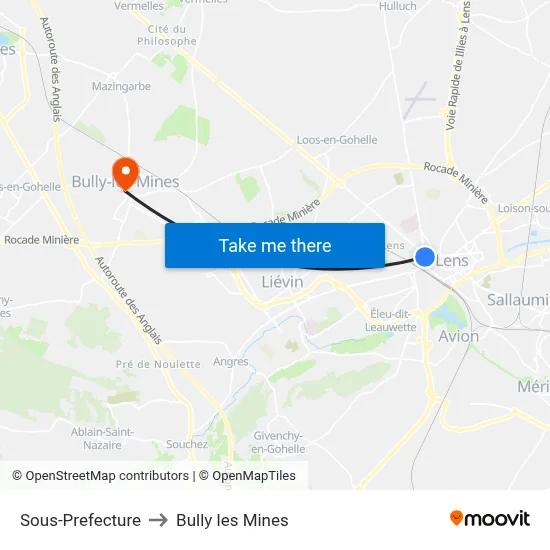 Sous-Prefecture to Bully les Mines map