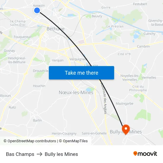 Bas Champs to Bully les Mines map